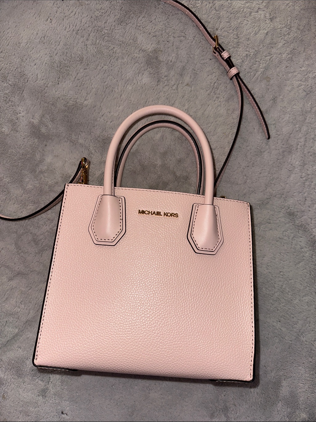 Michael Kors Blush Pink Leather Satchel With Gold Hardware
